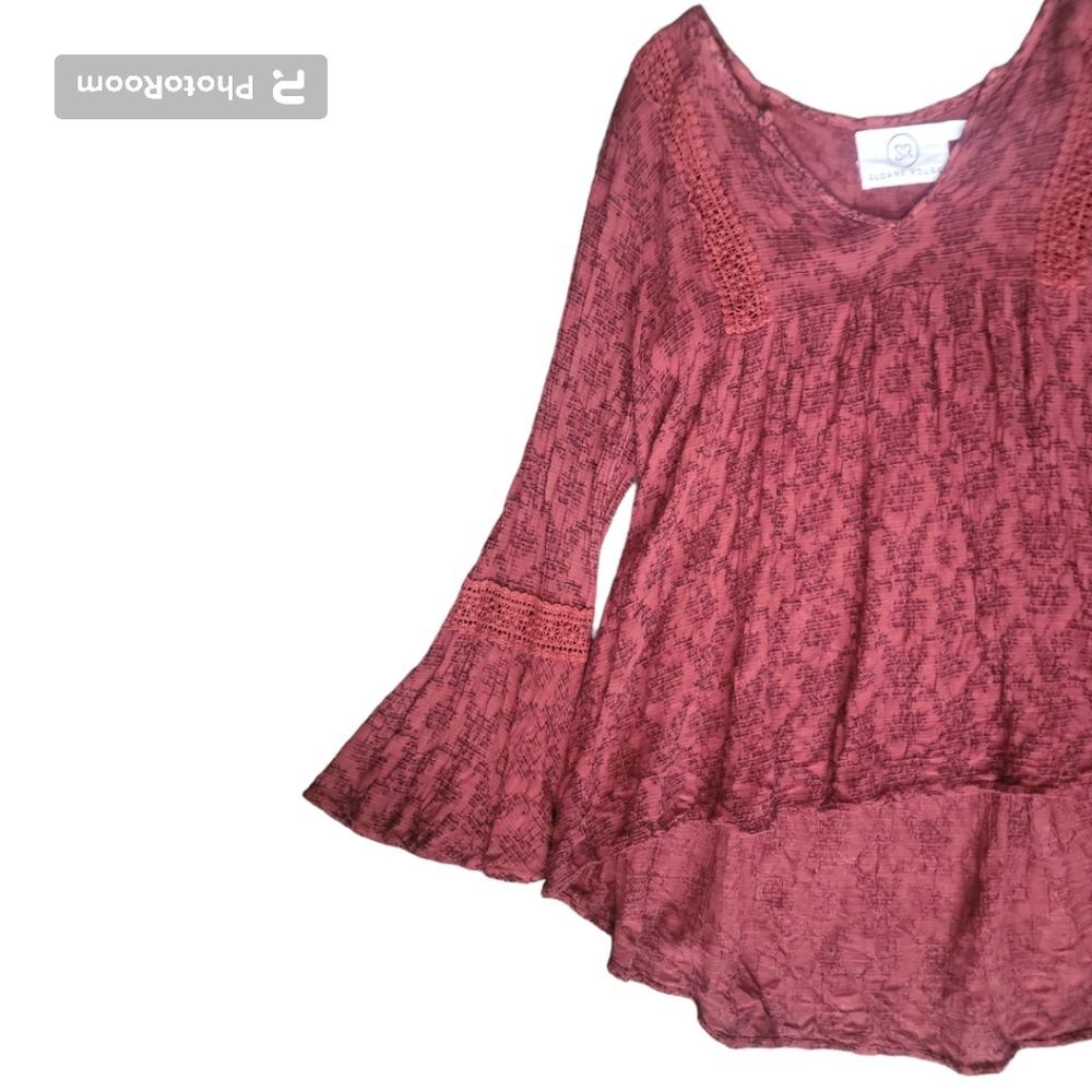 SLOANE ROUGE ORANGE BELL SLEEVE TOP - M/L